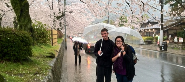 Emily and Josh with umbrellas